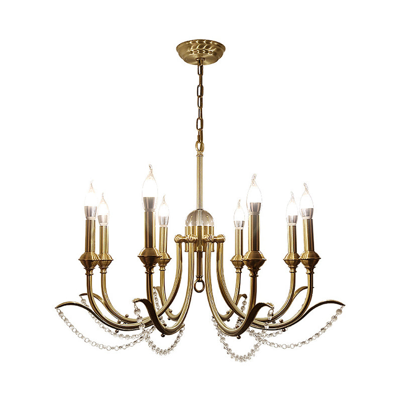 Open Bulb Suspension Lighting Traditional Metal 6/8 Lights Gold Finish Chandelier Pendant Light with Clear Crystal Deco Clearhalo 'Ceiling Lights' 'Chandeliers' Lighting' options 333219