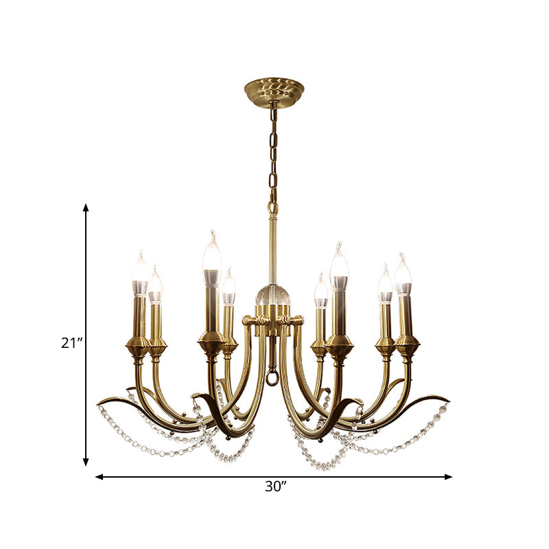 Open Bulb Suspension Lighting Traditional Metal 6/8 Lights Gold Finish Chandelier Pendant Light with Clear Crystal Deco Clearhalo 'Ceiling Lights' 'Chandeliers' Lighting' options 333220