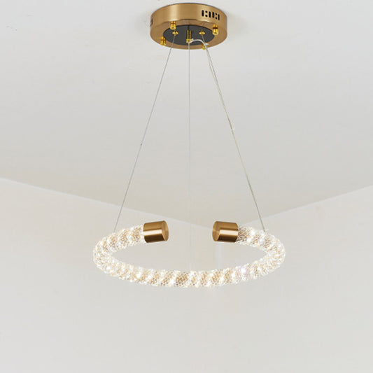 Circular Hanging Chandelier Contemporary Crystal LED Brass Suspension Pendant Light, 16"/23.5"/31.5" Wide Clearhalo 'Ceiling Lights' 'Chandeliers' 'Modern Chandeliers' 'Modern' Lighting' 333358