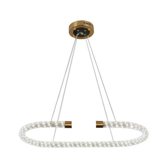 Bend Chandelier Light Modern Crystal 31.5"/39"/47" Wide LED Brass Suspended Lighting Fixture Clearhalo 'Ceiling Lights' 'Chandeliers' 'Modern Chandeliers' 'Modern' Lighting' 333381