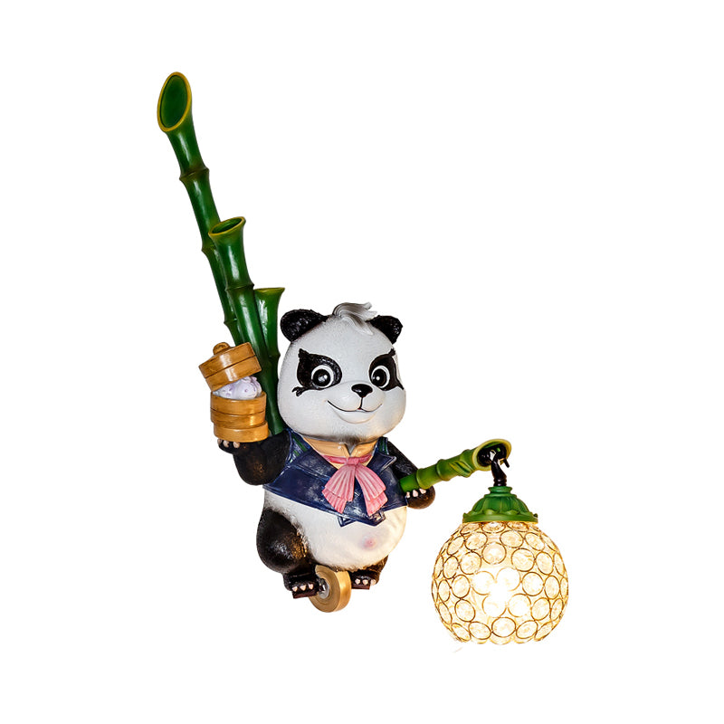 Dome Shade Wall Mount Light Loft Style Clear Crystal 1 Bulb Hallway Wall Lighting with Panda Backplate in Black/Red/Yellow Clearhalo 'Wall Lamps & Sconces' 'Wall Lights' Lighting' 333434