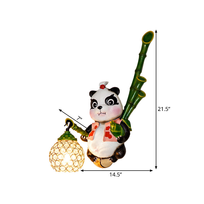 Dome Shade Wall Mount Light Loft Style Clear Crystal 1 Bulb Hallway Wall Lighting with Panda Backplate in Black/Red/Yellow Clearhalo 'Wall Lamps & Sconces' 'Wall Lights' Lighting' 333440