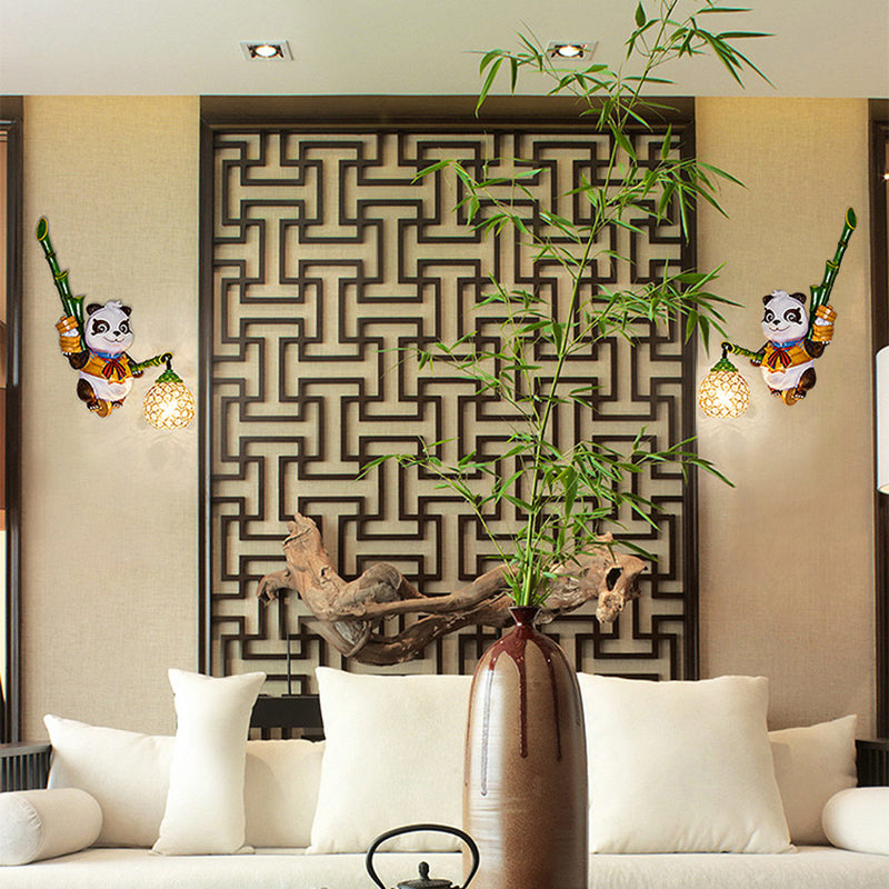 Dome Shade Wall Mount Light Loft Style Clear Crystal 1 Bulb Hallway Wall Lighting with Panda Backplate in Black/Red/Yellow Clearhalo 'Wall Lamps & Sconces' 'Wall Lights' Lighting' 333442