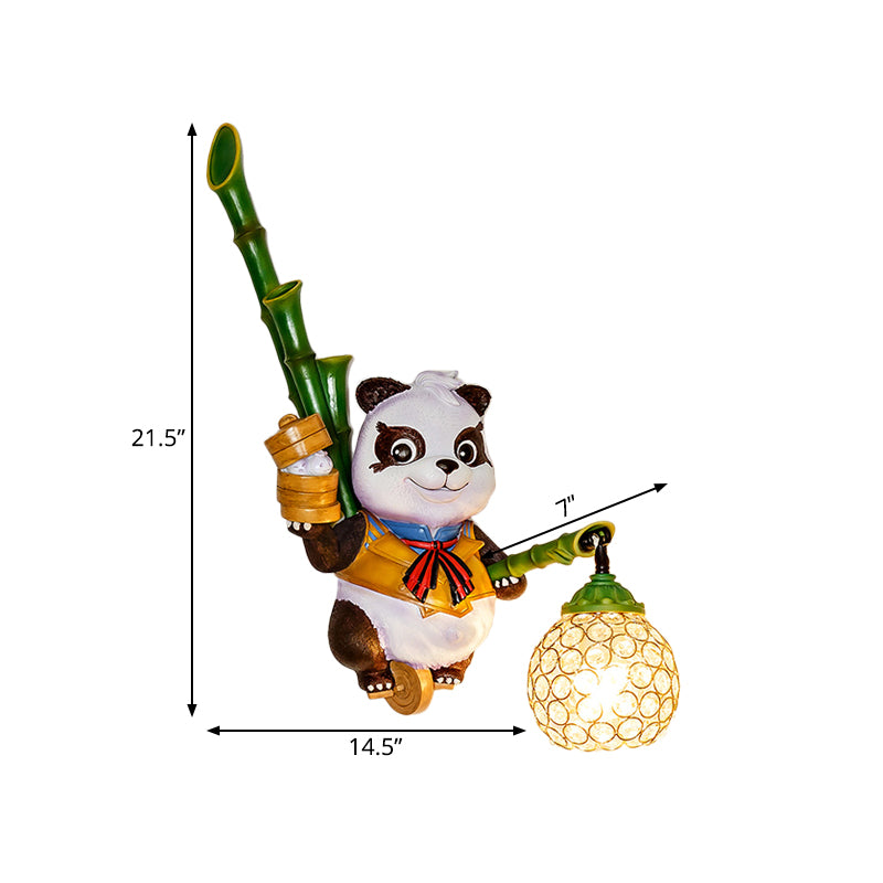 Dome Shade Wall Mount Light Loft Style Clear Crystal 1 Bulb Hallway Wall Lighting with Panda Backplate in Black/Red/Yellow Clearhalo 'Wall Lamps & Sconces' 'Wall Lights' Lighting' 333444