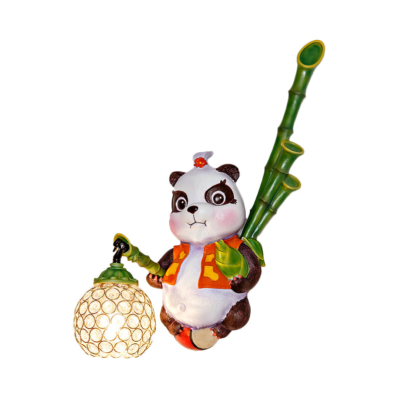 Dome Shade Wall Mount Light Loft Style Clear Crystal 1 Bulb Hallway Wall Lighting with Panda Backplate in Black/Red/Yellow Clearhalo 'Wall Lamps & Sconces' 'Wall Lights' Lighting' 333447