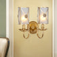1/2-Light Brass Wall Mount Lamp Vintage Gold Finish Swag Arm Candle Sconce Light Fixture 2.0 Gold Clearhalo 'Wall Lamps & Sconces' 'Wall Lights' Lighting' 333483