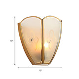 1 Bulb Gold Flush Sconce Light Vintage Style Floral Opal Glass Shade Wall Mount Lighting Clearhalo 'Wall Lamps & Sconces' 'Wall Lights' Lighting' 333607