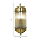 16"/23.5" H Ribbed Glass Golden Wall Mount Lamp Cylinder 1 Head Colonial Sconce Lighting Clearhalo 'Wall Lamps & Sconces' 'Wall Lights' Lighting' 333613