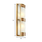 Vintage Half Cylinder Wall Lamp 8"/10" W 4/2-Light Printed Glass Sconce Light with Gold Backplate Clearhalo 'Wall Lamps & Sconces' 'Wall Lights' Lighting' 333656