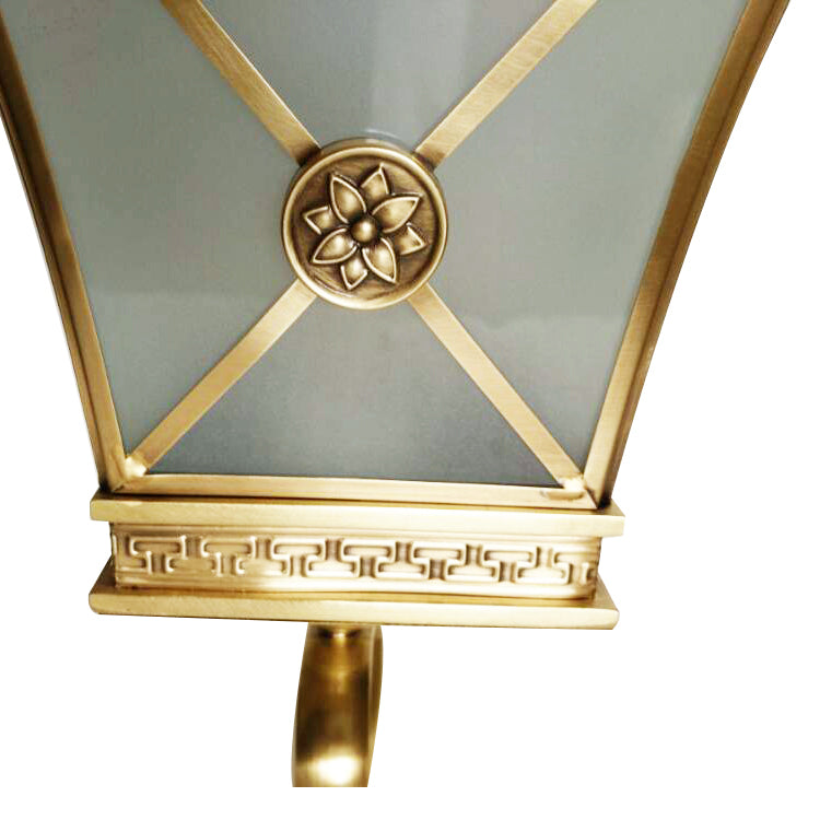 Tapered Opaque Glass Wall Sconce Vintage 1 Light Gold Finish Curly Arm Wall Light Fixture Clearhalo 'Wall Lamps & Sconces' 'Wall Lights' Lighting' 333682