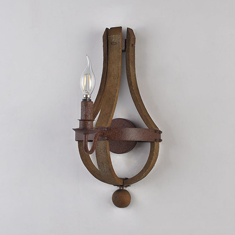 8"/11.5"/15" Wide Candle Metal Sconce Light Country 1/2/3 Lights Dining Room Wall Lighting Fixture in Rust Clearhalo 'Wall Lamps & Sconces' 'Wall Lights' Lighting' 335767