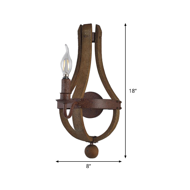 8"/11.5"/15" Wide Candle Metal Sconce Light Country 1/2/3 Lights Dining Room Wall Lighting Fixture in Rust Clearhalo 'Wall Lamps & Sconces' 'Wall Lights' Lighting' 335769