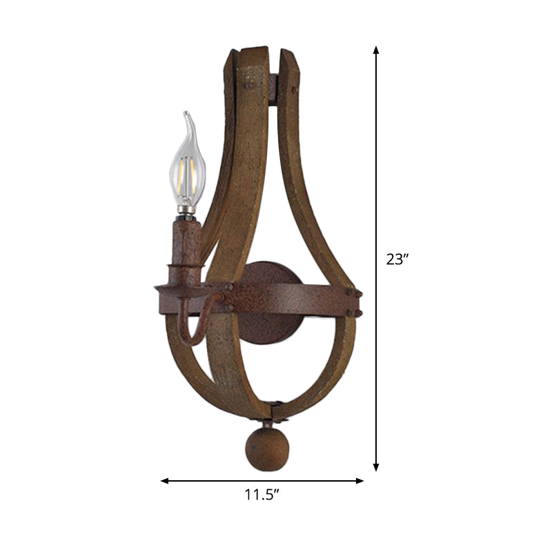 8"/11.5"/15" Wide Candle Metal Sconce Light Country 1/2/3 Lights Dining Room Wall Lighting Fixture in Rust Clearhalo 'Wall Lamps & Sconces' 'Wall Lights' Lighting' 335770