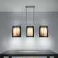 3 Lights Dining Room Island Lighting Traditional Black Hanging Lamp with Rectangle Fabric Shade Clearhalo 'Ceiling Lights' 'Island Lights' Lighting' 335854