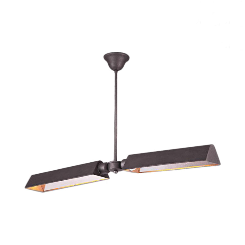 Metal Triangle Island Pendant Light Traditional 2 Lights Dining Room Hanging Lamp in Grey/Gold Clearhalo 'Ceiling Lights' 'Island Lights' Lighting' 335908