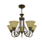 5 Lights Chandelier Light with Bell Shade Beige Frosted Glass Classic Bedroom Ceiling Lamp in Black Clearhalo 'Ceiling Lights' 'Chandeliers' Lighting' options 336021