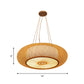 Curved Drum Pendant Lighting Tradition Bamboo 2/3 Bulbs 18"/23.5" Wide Wood Ceiling Hanging Light Clearhalo 'Ceiling Lights' 'Modern Pendants' 'Modern' 'Pendant Lights' 'Pendants' Lighting' 336086