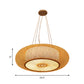 Curved Drum Pendant Lighting Tradition Bamboo 2/3 Bulbs 18"/23.5" Wide Wood Ceiling Hanging Light Clearhalo 'Ceiling Lights' 'Modern Pendants' 'Modern' 'Pendant Lights' 'Pendants' Lighting' 336087