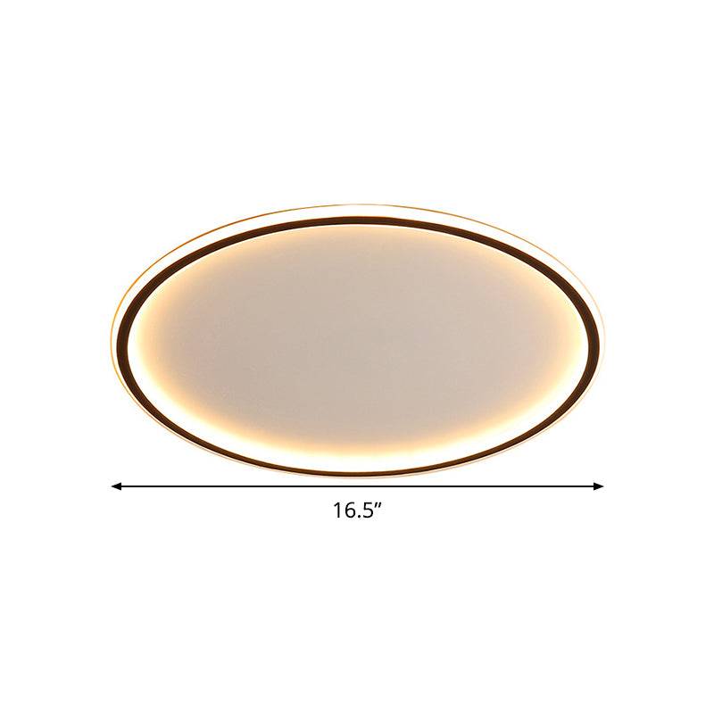 Nordic Style Disc LED Ceiling Lighting 16"/19.5"/23.5" Wide Aluminum Black Flush Lamp in Warm/White Light/Remote Control Stepless Dimming Clearhalo 'Ceiling Lights' 'Close To Ceiling Lights' 'Close to ceiling' 'Flush mount' Lighting' 336786
