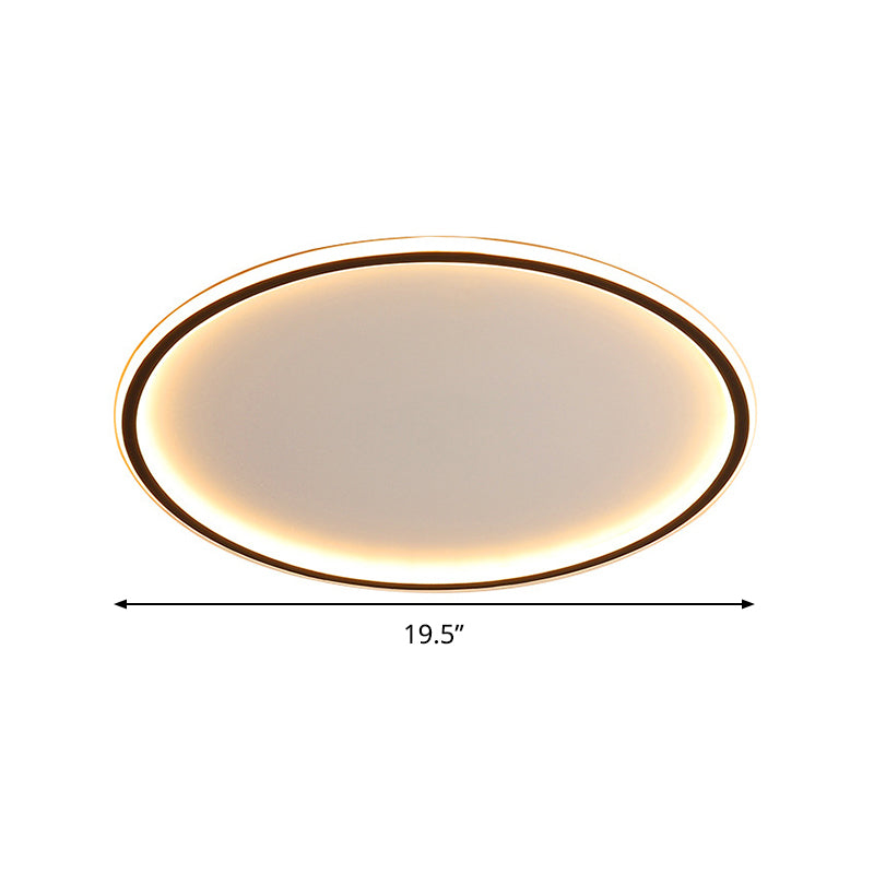 Nordic Style Disc LED Ceiling Lighting 16"/19.5"/23.5" Wide Aluminum Black Flush Lamp in Warm/White Light/Remote Control Stepless Dimming Clearhalo 'Ceiling Lights' 'Close To Ceiling Lights' 'Close to ceiling' 'Flush mount' Lighting' 336787