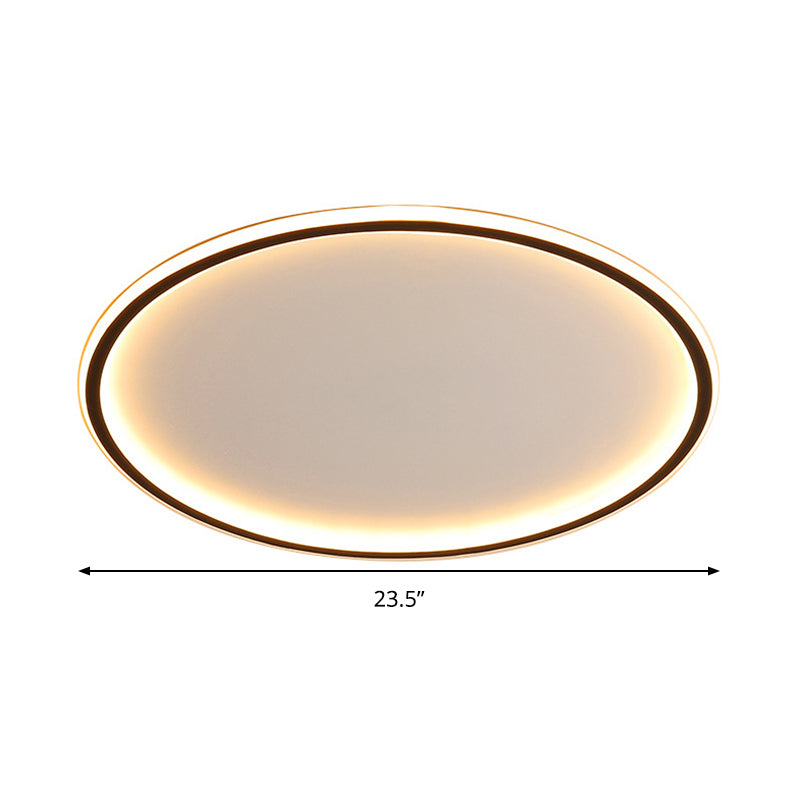 Nordic Style Disc LED Ceiling Lighting 16"/19.5"/23.5" Wide Aluminum Black Flush Lamp in Warm/White Light/Remote Control Stepless Dimming Clearhalo 'Ceiling Lights' 'Close To Ceiling Lights' 'Close to ceiling' 'Flush mount' Lighting' 336788