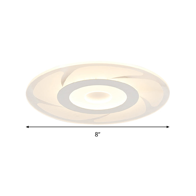 Super Thin Acrylic Windmill Flush Lamp Modern Style LED White Ceiling Mount Light in White/Warm/Inner Warm Outer White Light Clearhalo 'Ceiling Lights' 'Close To Ceiling Lights' 'Close to ceiling' Lighting' 336821