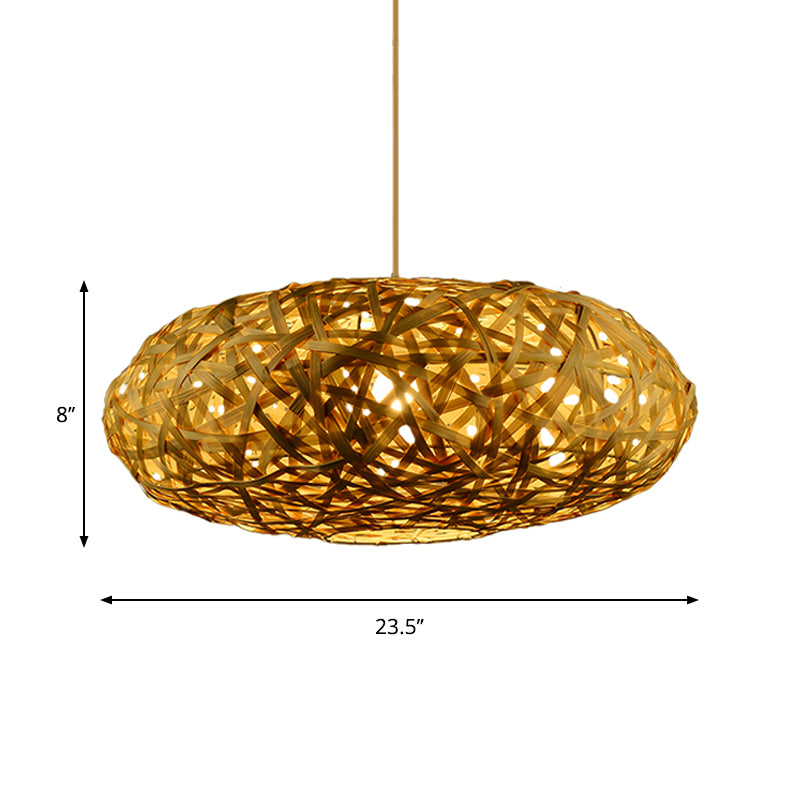 Handmade Pendant Lighting Traditionary Bamboo 1 Bulb 12"/16"/19.5" Wide Wood Hanging Lamp Kit Clearhalo 'Ceiling Lights' 'Modern Pendants' 'Modern' 'Pendant Lights' 'Pendants' Lighting' 337142