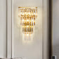 4/7 Heads Wall Light Sconce Traditional Living Room Wall Lighting Fixture with Layered Crystal Block Shade in Gold Clearhalo 'Wall Lamps & Sconces' 'Wall Lights' Lighting' 337331