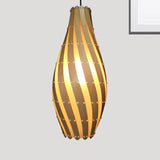 Jar Pendant Lamp Tradition Wood 1 Bulb 8"/12" Wide Beige Ceiling Hanging Light for Restaurant Wood Clearhalo 'Ceiling Lights' 'Modern Pendants' 'Modern' 'Pendant Lights' 'Pendants' Lighting' 337355