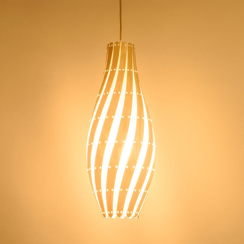 Jar Pendant Lamp Tradition Wood 1 Bulb 8"/12" Wide Beige Ceiling Hanging Light for Restaurant Clearhalo 'Ceiling Lights' 'Modern Pendants' 'Modern' 'Pendant Lights' 'Pendants' Lighting' 337356