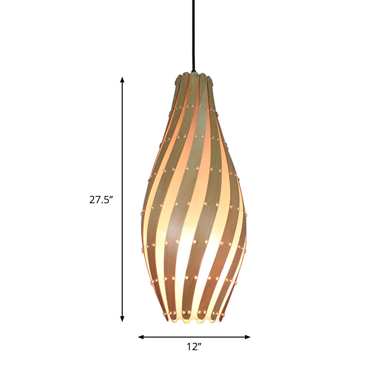Jar Pendant Lamp Tradition Wood 1 Bulb 8"/12" Wide Beige Ceiling Hanging Light for Restaurant Clearhalo 'Ceiling Lights' 'Modern Pendants' 'Modern' 'Pendant Lights' 'Pendants' Lighting' 337360