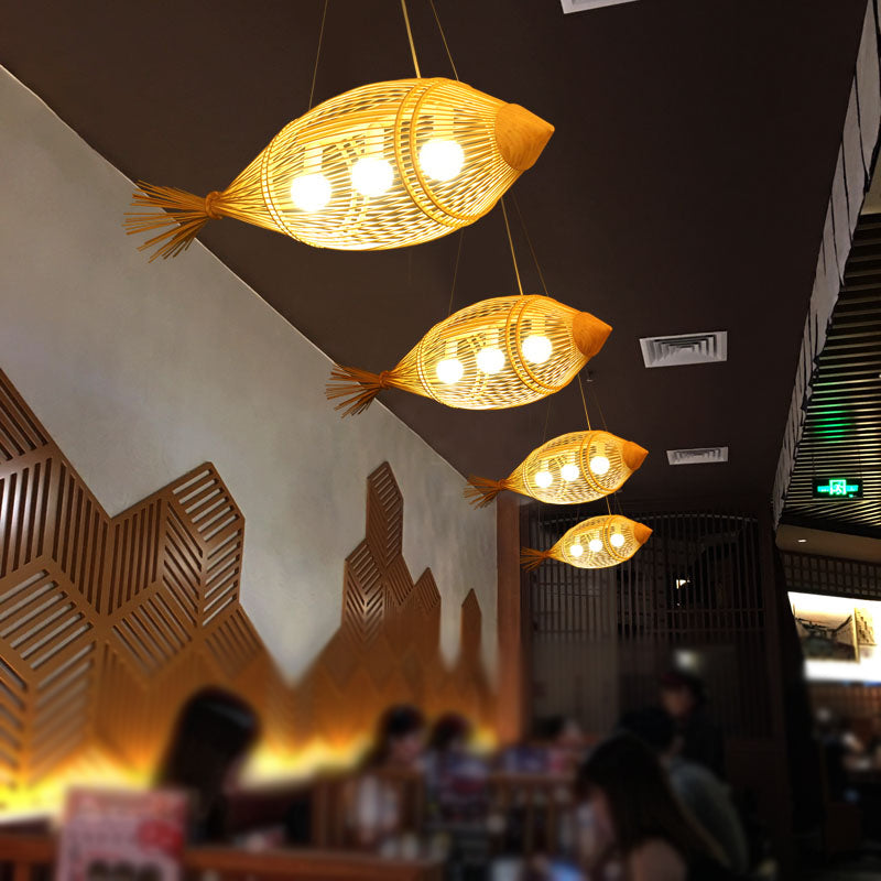 12"/16" Wide Weave Suspension Pendant Retro Bamboo 1 Bulb Wood Hanging Light Fixture Clearhalo 'Ceiling Lights' 'Chandeliers' 'Modern Chandeliers' 'Modern' Lighting' 337371