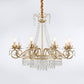 Curved Arm Crystal Chandelier Lamp Countryside 4/8 Lights Living Room Drop Pendant in Gold Clearhalo 'Ceiling Lights' 'Chandeliers' Lighting' options 337378