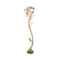 6 Lights Beige Glass Tree Floor Lamp Rural Floral Bedroom Standing Light in Brass for Bedroom Clearhalo 'Floor Lamps' 'Lamps' Lighting' 337991
