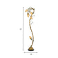 6 Lights Beige Glass Tree Floor Lamp Rural Floral Bedroom Standing Light in Brass for Bedroom Clearhalo 'Floor Lamps' 'Lamps' Lighting' 337993