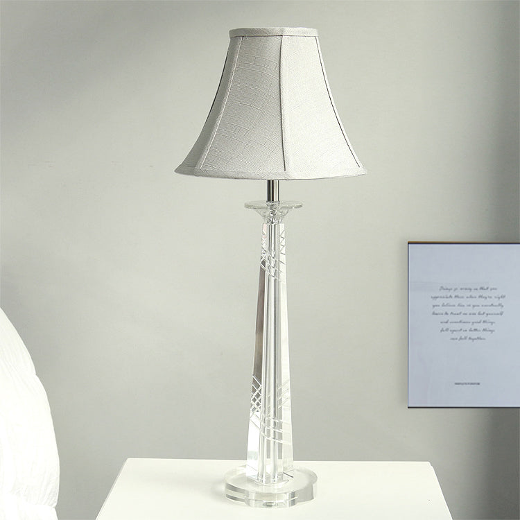 Clear Crystal Bell Night Light Traditional 1 Light Living Room Table Lamp in Light Gray Clearhalo 'Lamps' 'Table Lamps' Lighting' 338110