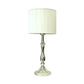 Fabric White Table Lamp Cylinder 1 Light Simple Night Light for Living Room with Crystal Base Clearhalo 'Lamps' 'Table Lamps' Lighting' 338222