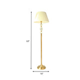Single Light Floor Light Traditional Tapered Fabric Standing Lamp in White with Crystal Accent for Living Room Clearhalo 'Floor Lamps' 'Lamps' Lighting' 338239