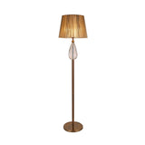 1 Light Floor Reading Lamp Countryside Teardrop Crystal Standing Light in Beige with Fabric Shade Clearhalo 'Floor Lamps' 'Lamps' Lighting' 338306
