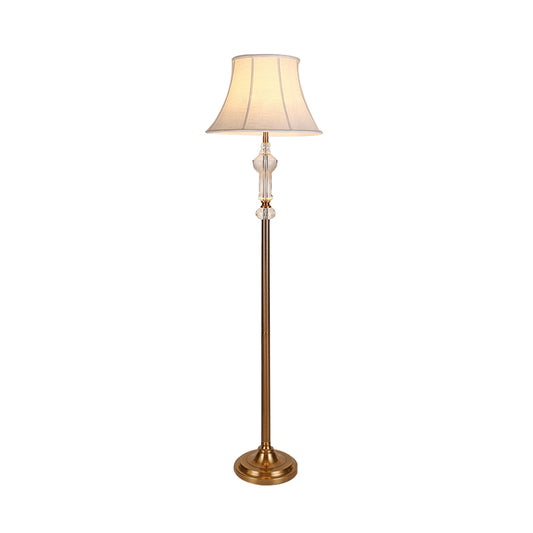 Fabric White Reading Floor Light Empire Shade 1 Light Rustic Style Standing Lamp with Crystal Accent Clearhalo 'Floor Lamps' 'Lamps' Lighting' 338341