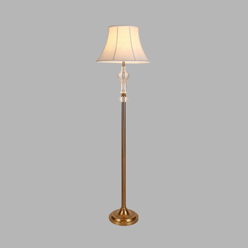 Fabric White Reading Floor Light Empire Shade 1 Light Rustic Style Standing Lamp with Crystal Accent Clearhalo 'Floor Lamps' 'Lamps' Lighting' 338342