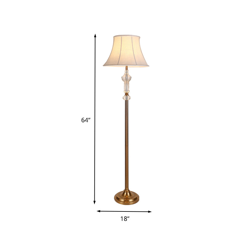 Fabric White Reading Floor Light Empire Shade 1 Light Rustic Style Standing Lamp with Crystal Accent Clearhalo 'Floor Lamps' 'Lamps' Lighting' 338343
