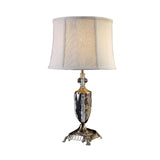 Drum Bedroom Nightstand Lamp Minimalism Fabric 1 Light Cream Gray Night Light with Urn Crystal Base Clearhalo 'Lamps' 'Table Lamps' Lighting' 338376