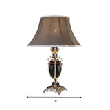 Fabric Tapered Table Lamp Rustic Single Bulb Bedroom Night Light in Dark Gray with Crystal Accent Clearhalo 'Lamps' 'Table Lamps' Lighting' 338393