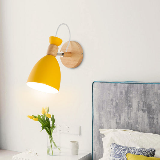 Yellow Trumpet Sconce Light Modernist 1 Head Metal Wall Mount Lighting with Rotating Node Clearhalo 'Wall Lamps & Sconces' 'Wall Lights' Lighting' 338686