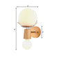 2 Heads Bedside Wall Lighting Modernist Wood Sconce Light Fixture with Ball White Glass Shade Clearhalo 'Wall Lamps & Sconces' 'Wall Lights' Lighting' 338754