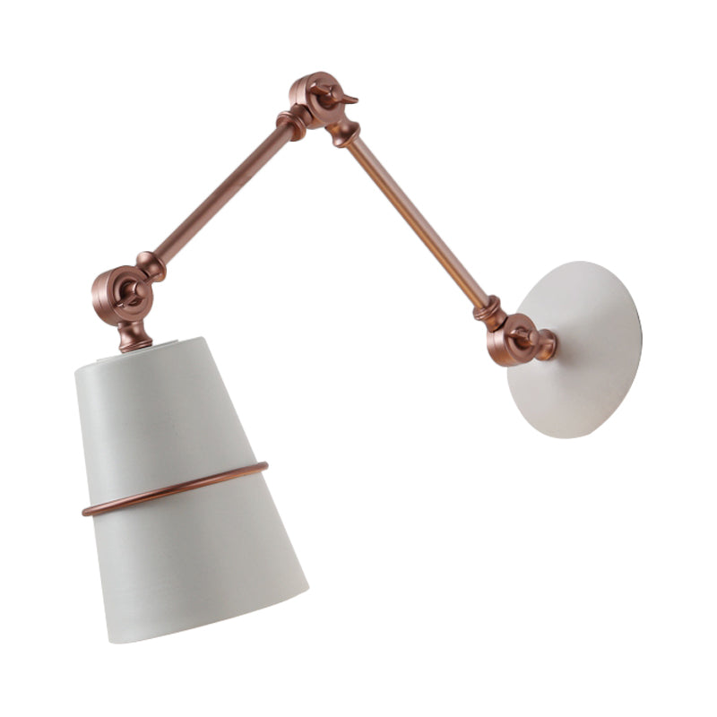Metal Conical Sconce Modernist 1 Head Wall Mounted Light in White/Black with Adjustable Arm Clearhalo 'Cast Iron' 'Glass' 'Industrial' 'Modern wall lights' 'Modern' 'Tiffany' 'Traditional wall lights' 'Wall Lamps & Sconces' 'Wall Lights' Lighting' 338811