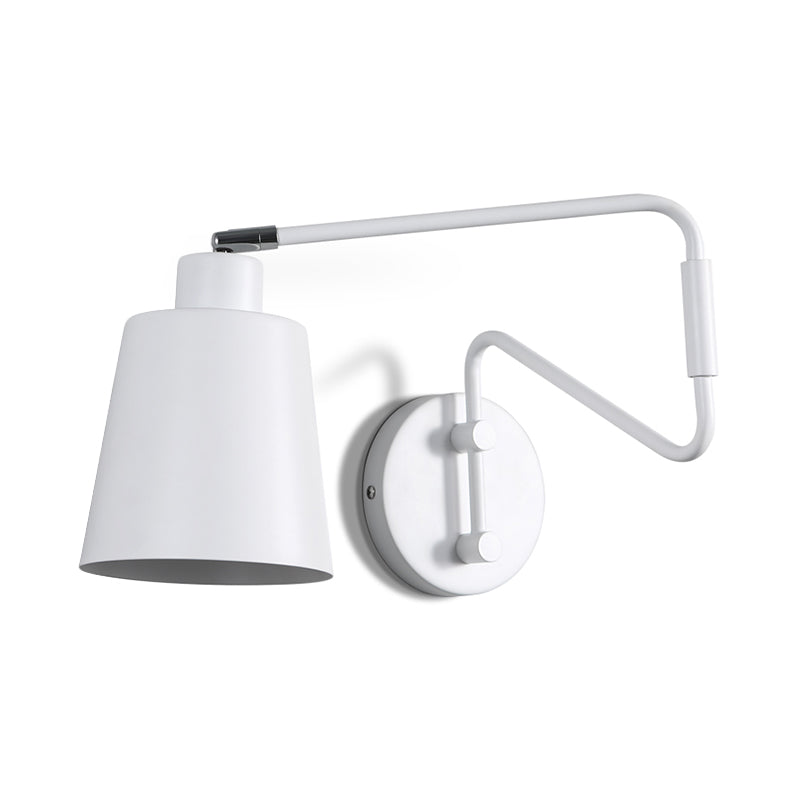 White Trumpet Wall Lamp Modernism 1 Bulb Metal Sconce Light Fixture with Swing Arm Clearhalo 'Cast Iron' 'Glass' 'Industrial' 'Modern wall lights' 'Modern' 'Tiffany' 'Traditional wall lights' 'Wall Lamps & Sconces' 'Wall Lights' Lighting' 338836