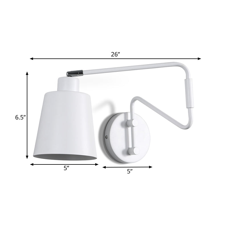 White Trumpet Wall Lamp Modernism 1 Bulb Metal Sconce Light Fixture with Swing Arm Clearhalo 'Cast Iron' 'Glass' 'Industrial' 'Modern wall lights' 'Modern' 'Tiffany' 'Traditional wall lights' 'Wall Lamps & Sconces' 'Wall Lights' Lighting' 338837