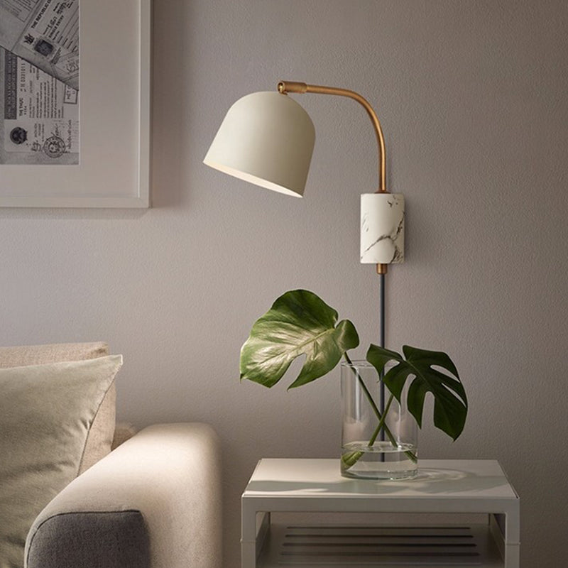 Contemporary 1 Head Sconce White/Blue/Brass Domed Wall Mounted Light Fixture with Metal Shade Clearhalo 'Cast Iron' 'Glass' 'Industrial' 'Modern wall lights' 'Modern' 'Tiffany' 'Traditional wall lights' 'Wall Lamps & Sconces' 'Wall Lights' Lighting' 338861